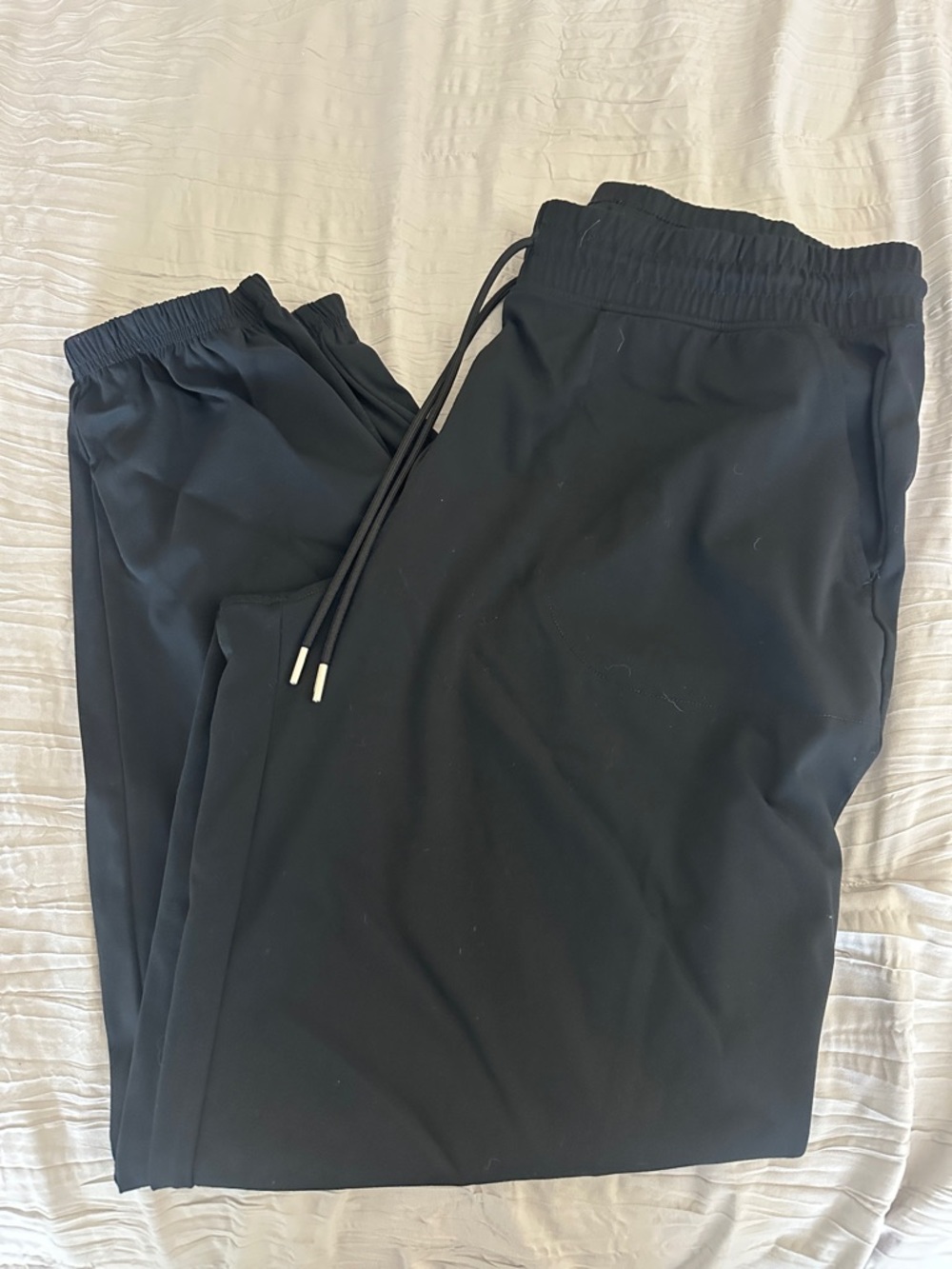 Women’s  Black Elastic-Waist Jogger Pants with Drawstring